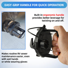 TonGass easy-grip handle enhances control when twisting on or off.