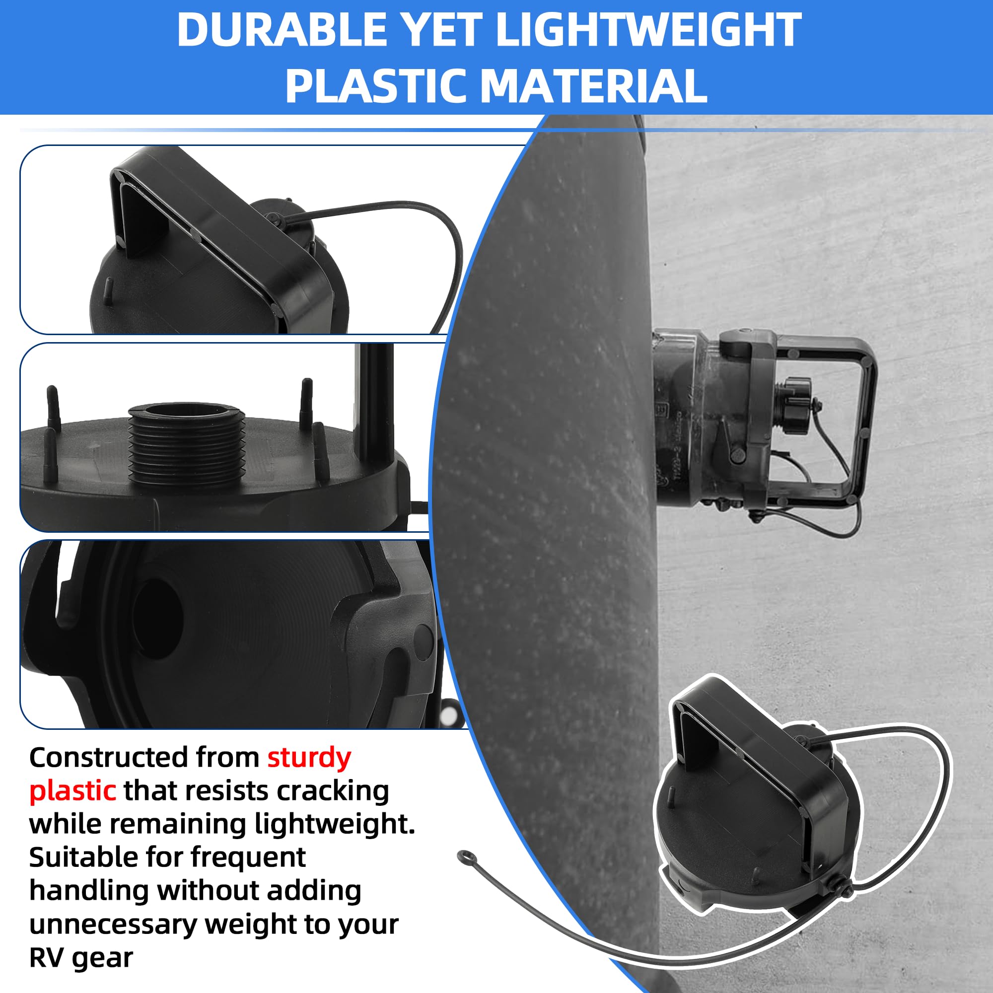 TonGass replacement cap for standard 3-inch RV sewer connections ensures easy upgrade.