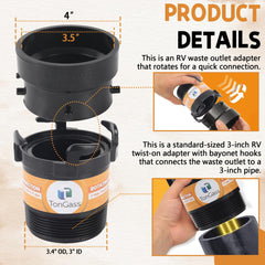 TonGass rotating rigid pipe adapter – quick, snug hookups.