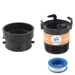 TonGass RV sewer adapter with rotating bayonet for quick secure connection to 3 inch pipes