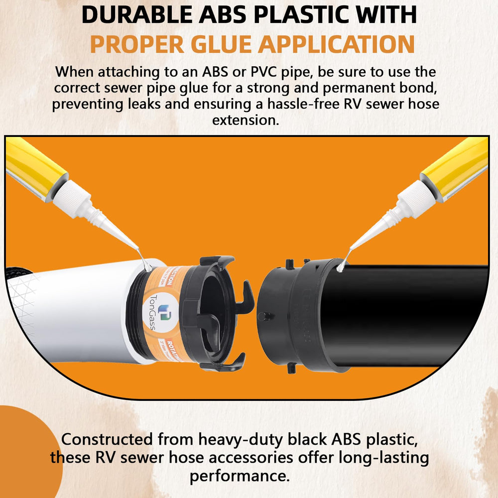 TonGass twist on adapter offers a precise tight fit for RV sewer systems