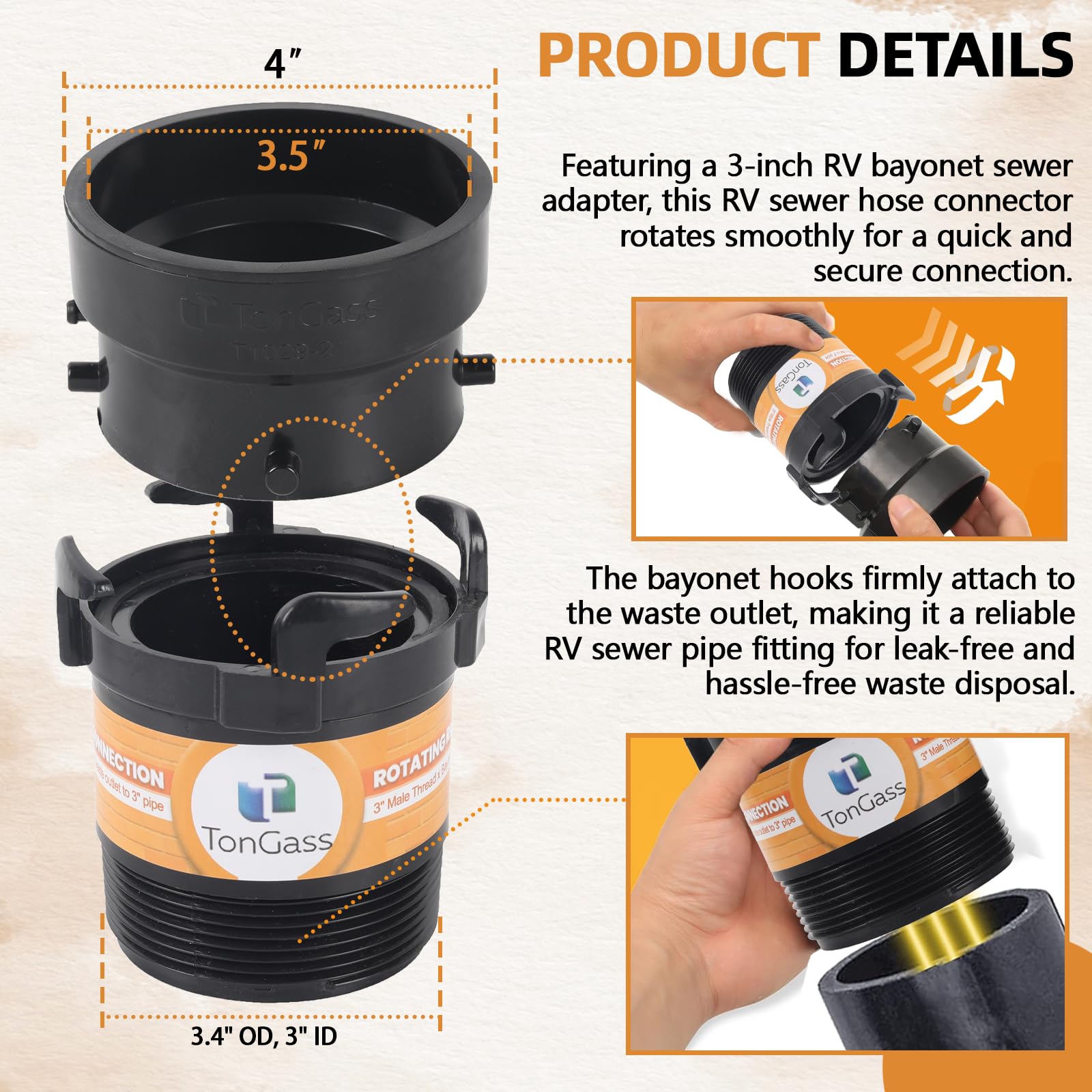 TonGass hose extension component adds reach while maintaining a strong seal