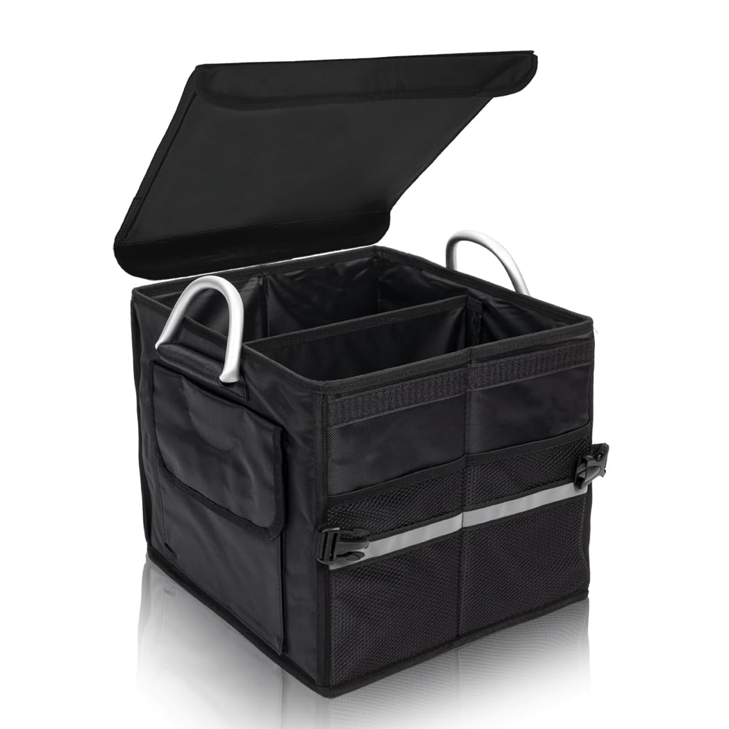 Tongketec Small Trunk Organizer with Lid keeps car clutter tidy and items protected.