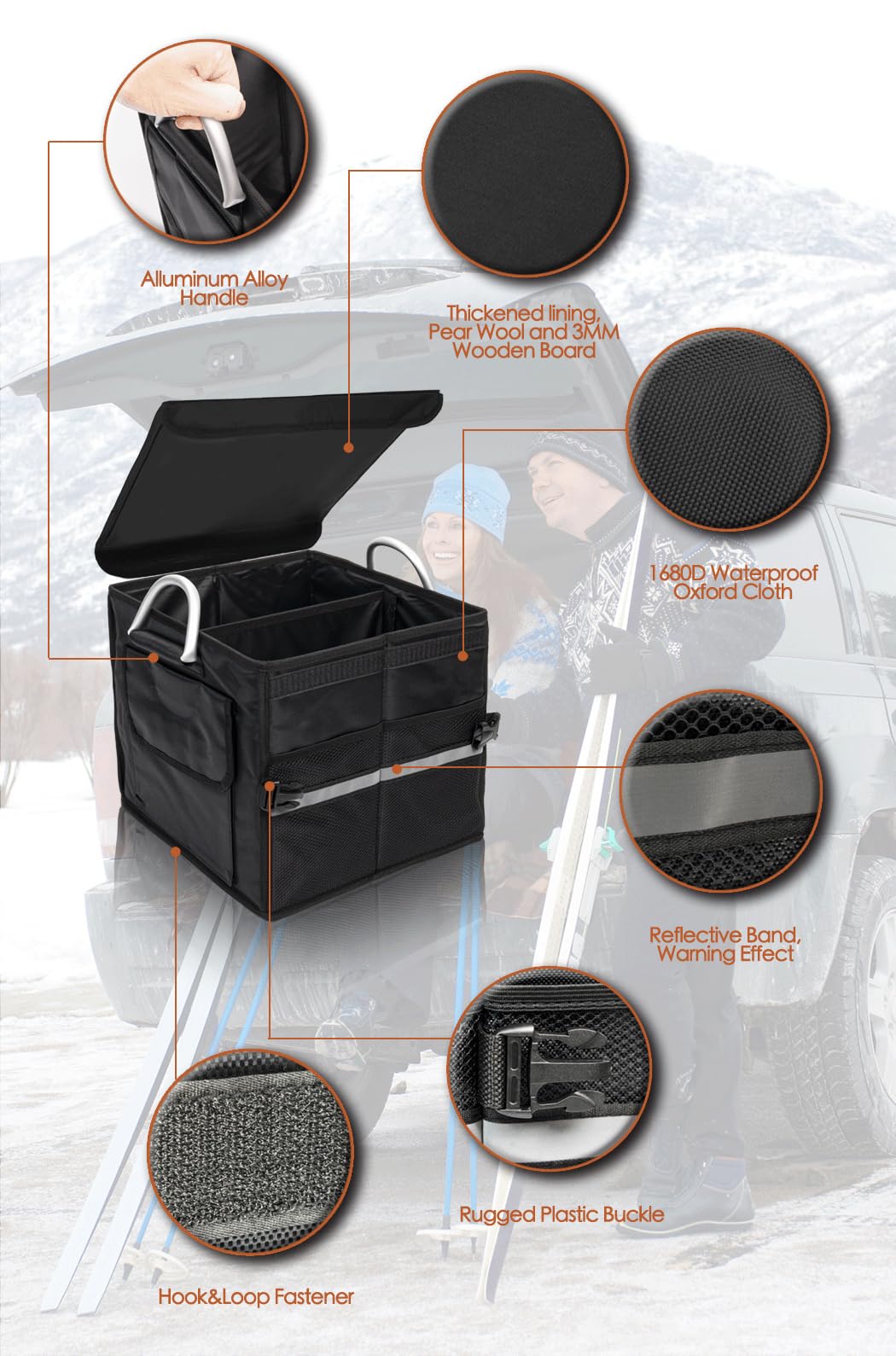 Tongketec trunk organizer made with waterproof 1680D fabric keeps items dry.