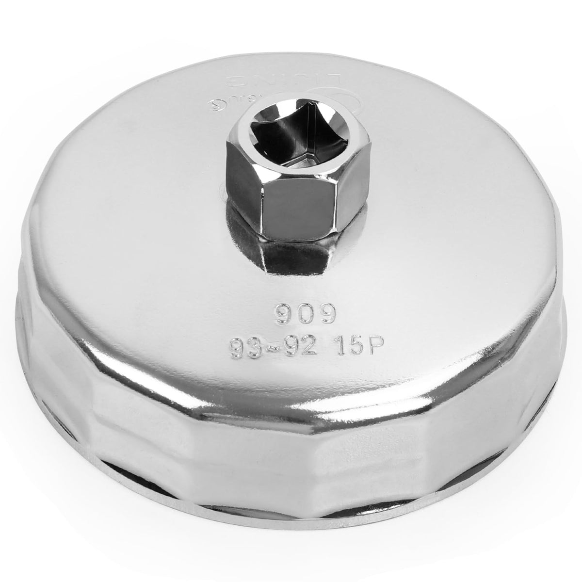 Tongze 92-93mm oil filter wrench, side view, 15 flutes for Ford caps