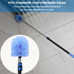 Tonmp cobweb duster fits standard 3/4 inch poles for versatile use