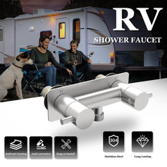 TONNY camper shower faucet dual-lever handles enable precise temperature control on the go.