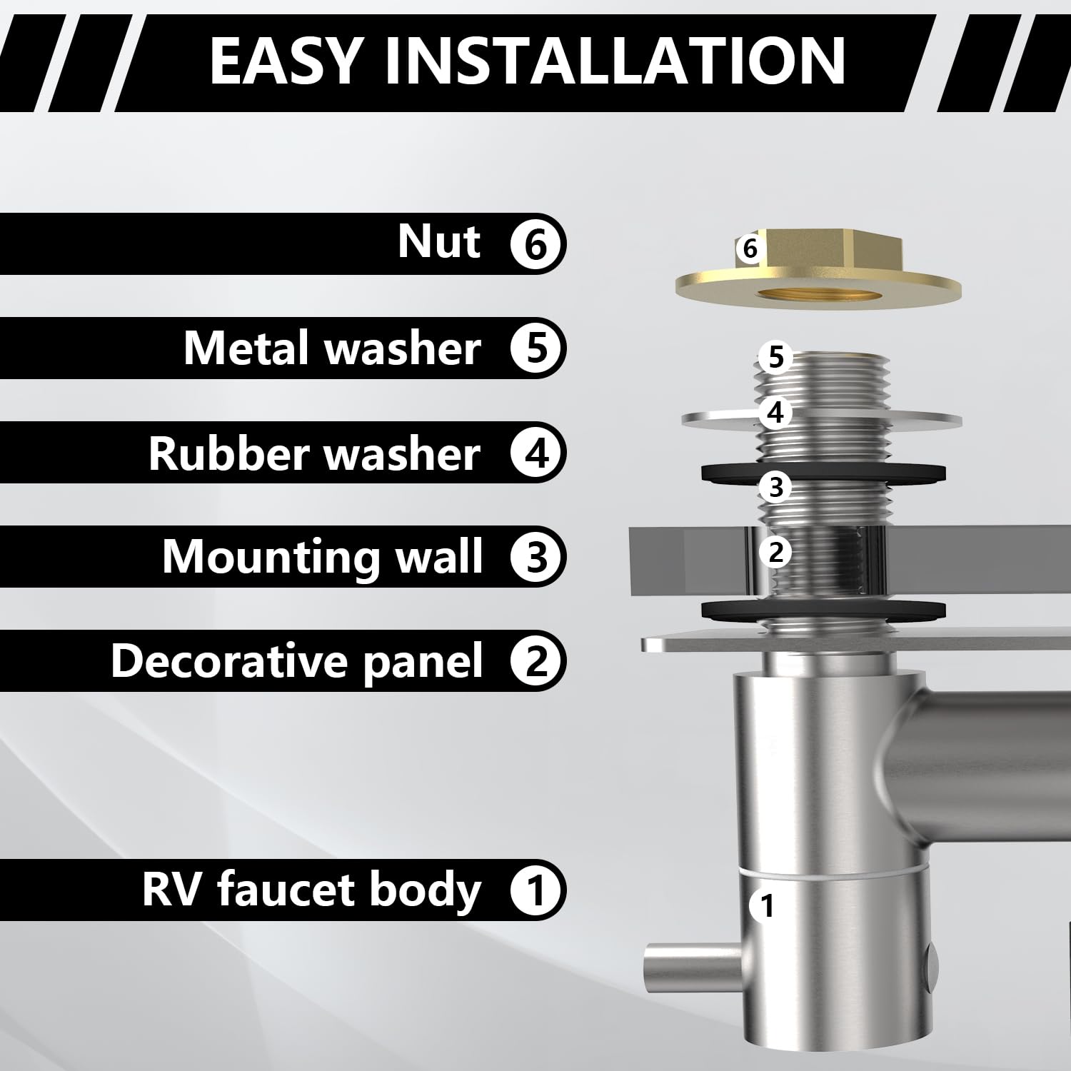 TONNY easy-installation faucet reduces plumbing hassle with simple tool-free setup.