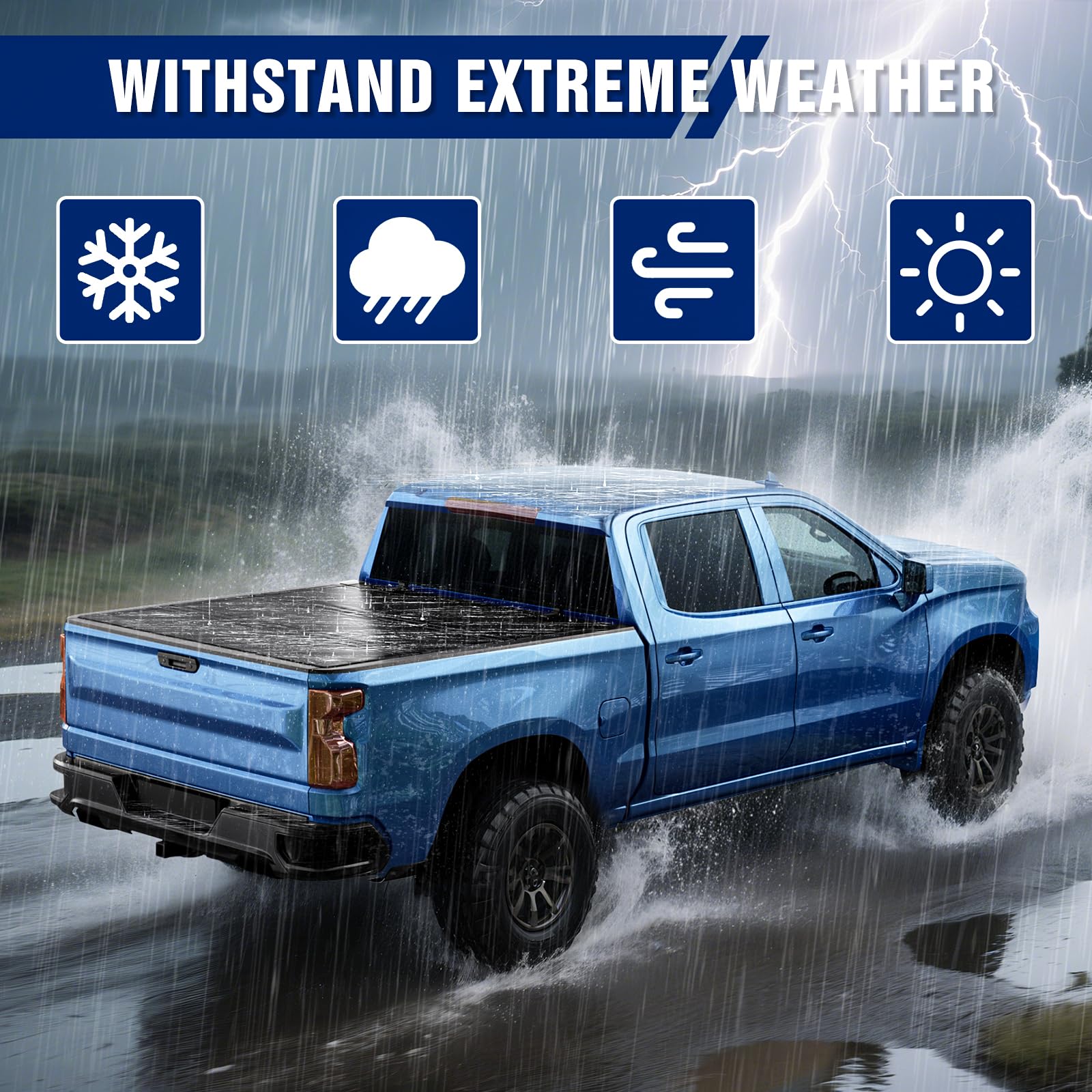 Tono King weather-resistant finish shields cargo from UV rays and rain.