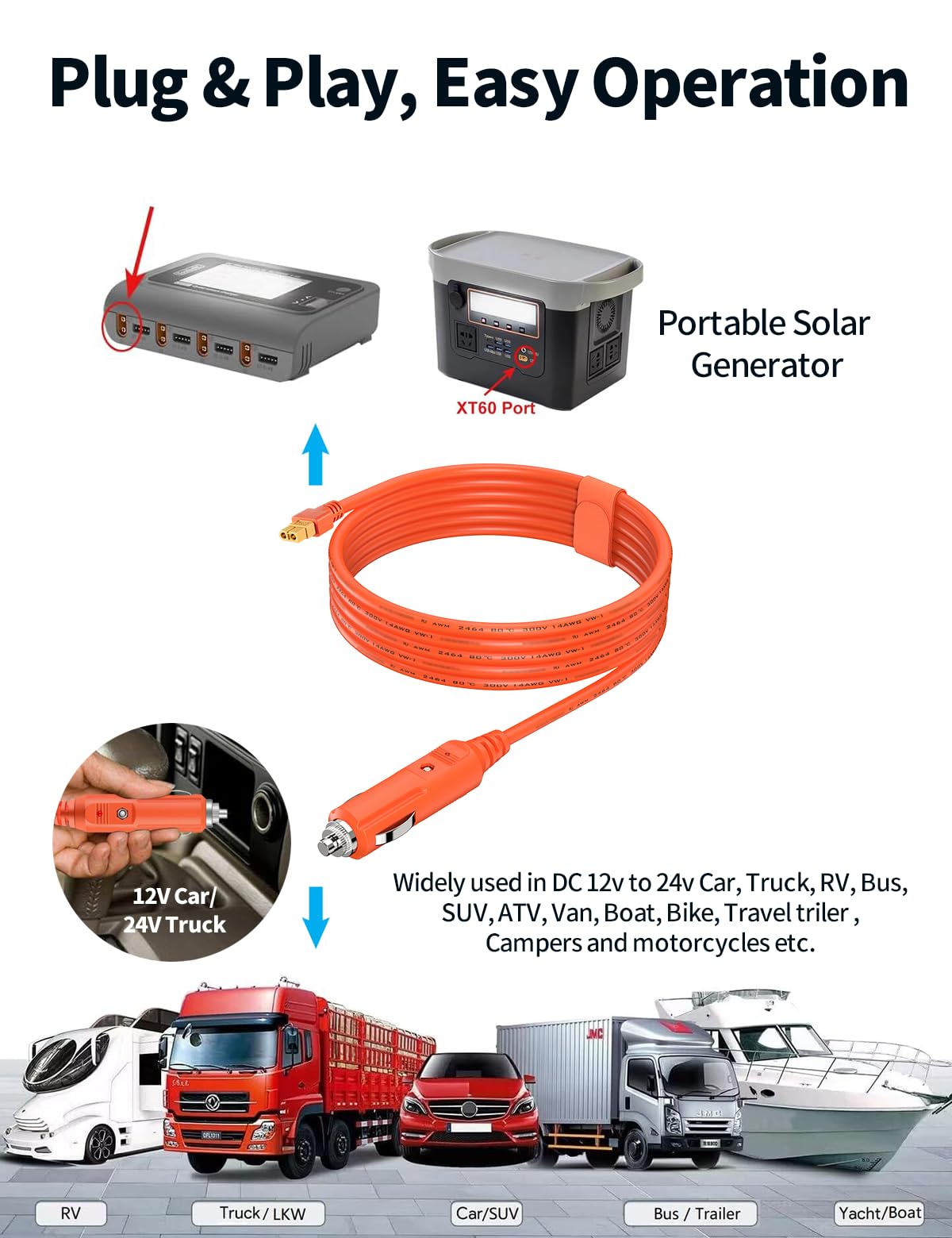 Tonton XT60 cable length is 6.6 feet for flexible connections