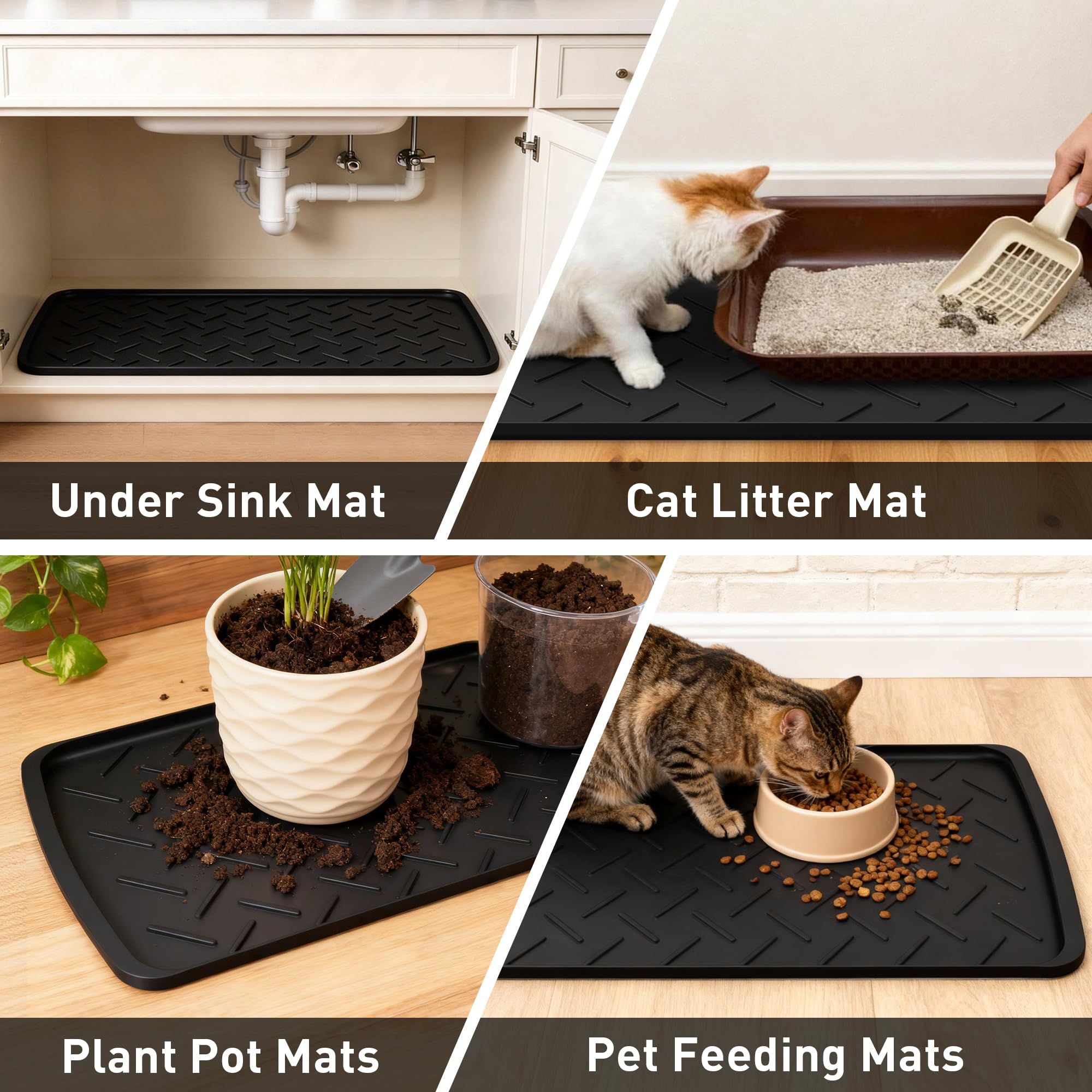 TonTool multi-purpose mat supports pet bowls and litter boxes without shifting