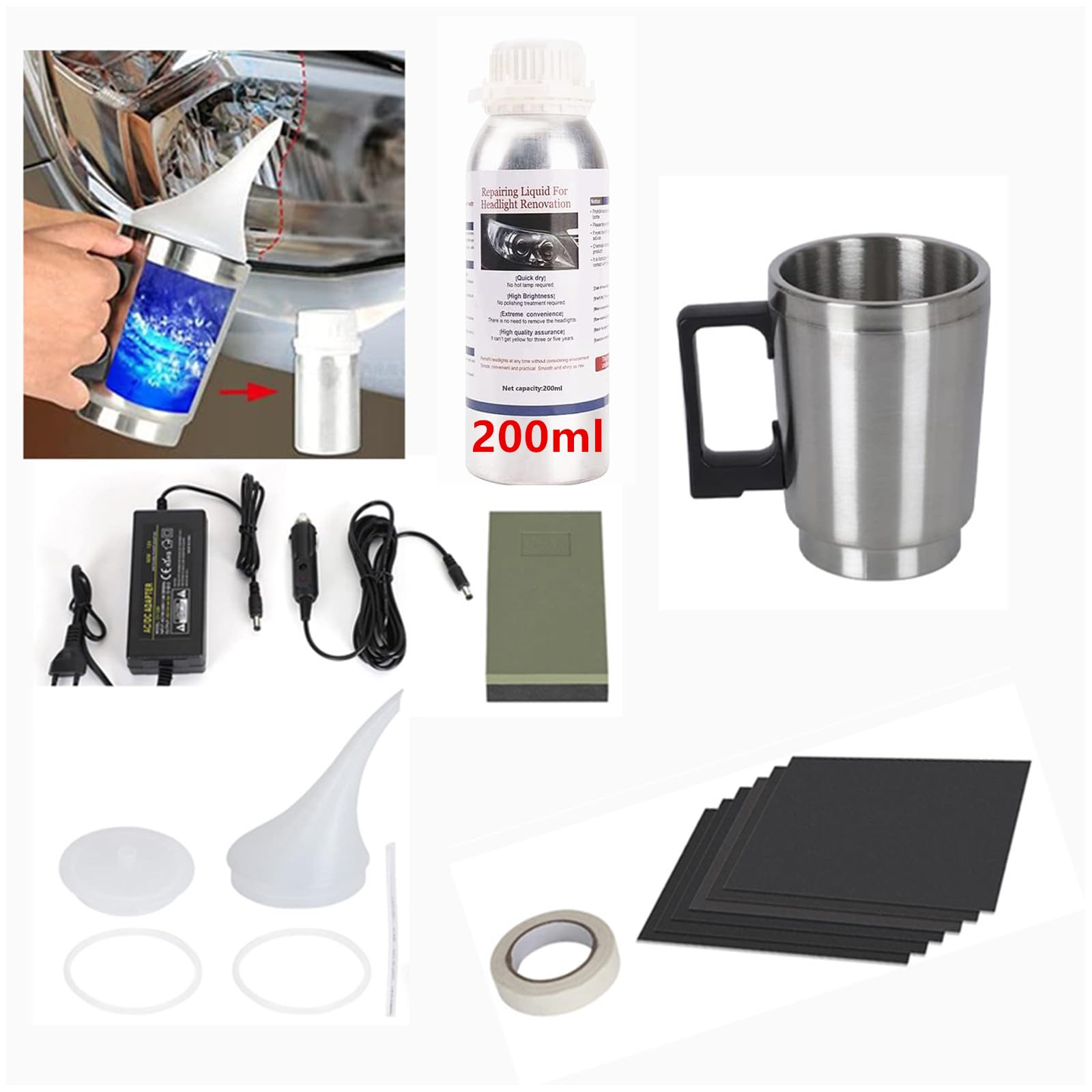 TONZACK headlight repair fluid restoring clarity for safer night driving.