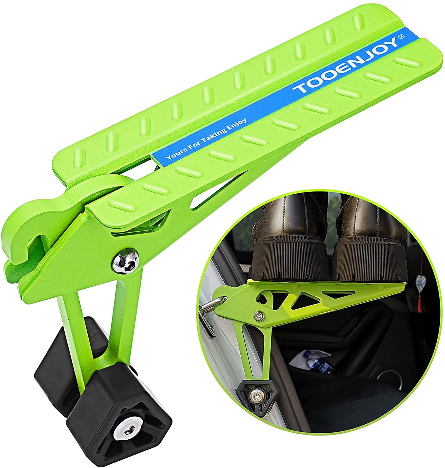 TOOENJOY universal fit car door step in use for safe roof access.