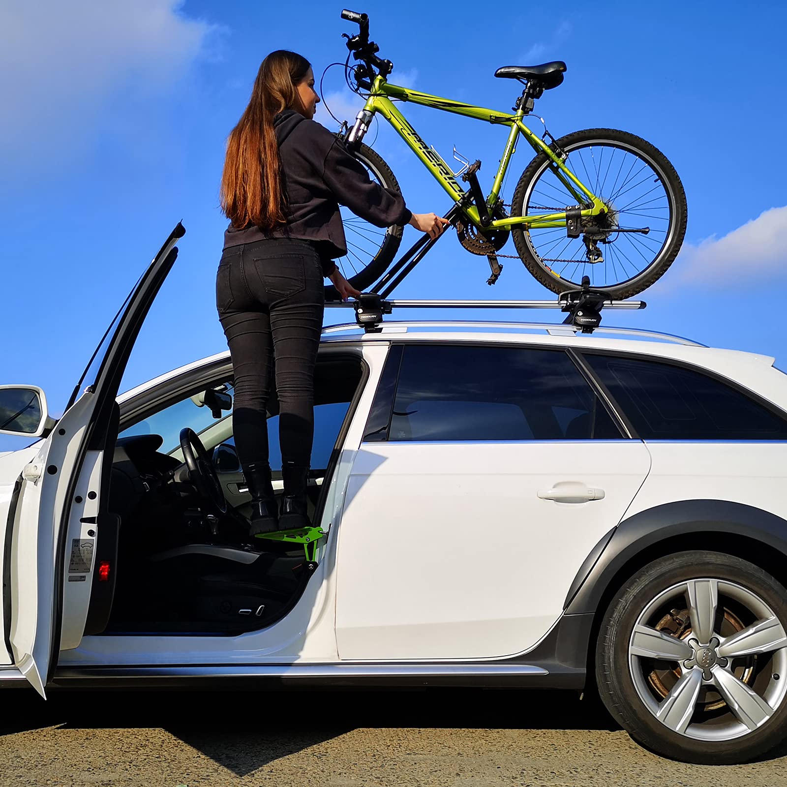 TOOENJOY universal fit car door step maximum load 400 lbs in use.