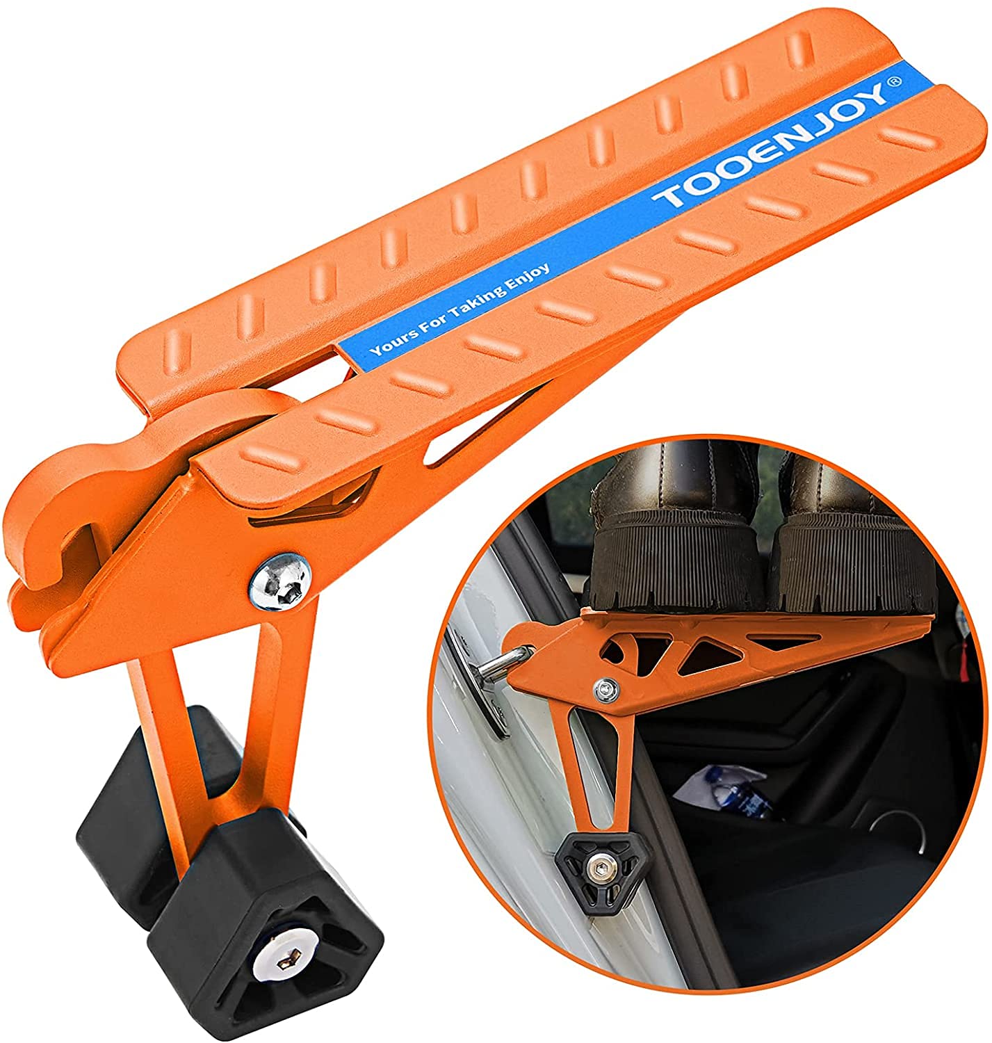 TOOENJOY universal door step fits most cars for easier rooftop access.
