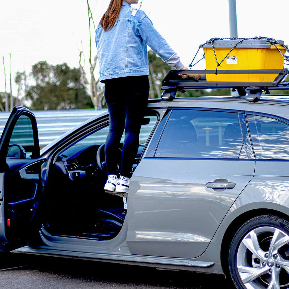 TOOENJOY roof-loading door step simplifies lifting cargo onto the rack