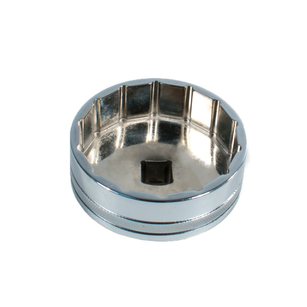 Tool Guy Republic close-up of 64mm 14-flute wrench showing durable polished chrome finish.