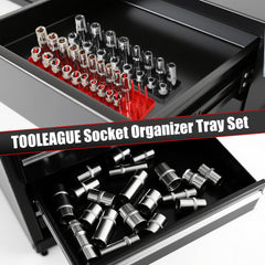 TOOLEAGUE black metric socket tray inside view shows organized storage efficiency