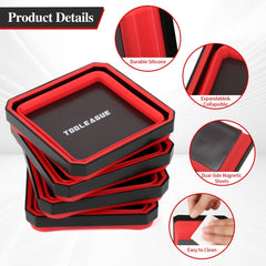 TOOLEAGUE collapsible magnetic tray extended with 4.5 by 4.5 inch workspace