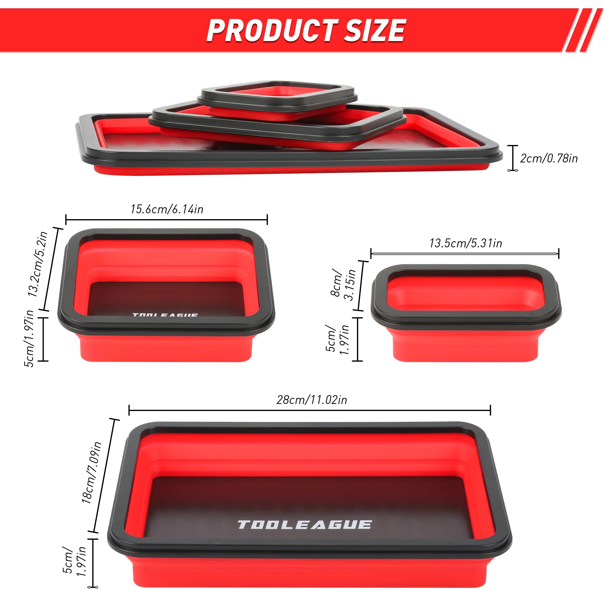 TOOLEAGUE collapsible trays, large size for washers and pins.