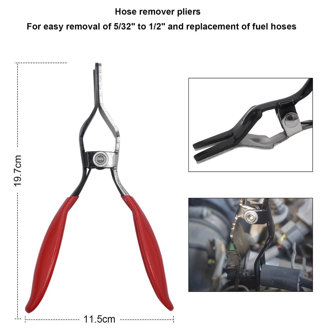 TOOLEAGUE fuel hose clamp removal plier handles large spaces