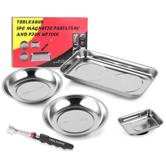 TOOLEAGUE rectangular magnetic tray with anti-scratch magnets holds screws securely on metal surfaces.