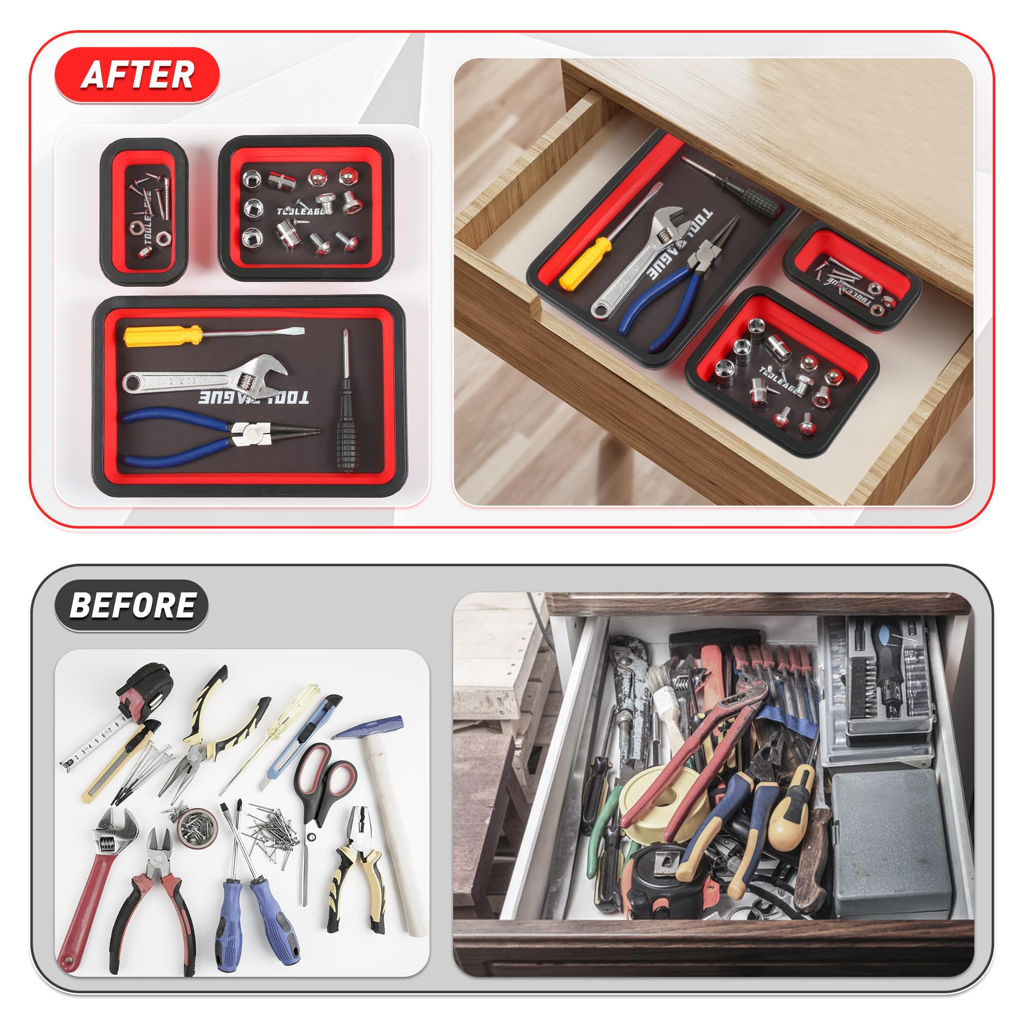 TOOLEAGUE workbench set keeps parts visible and accessible.