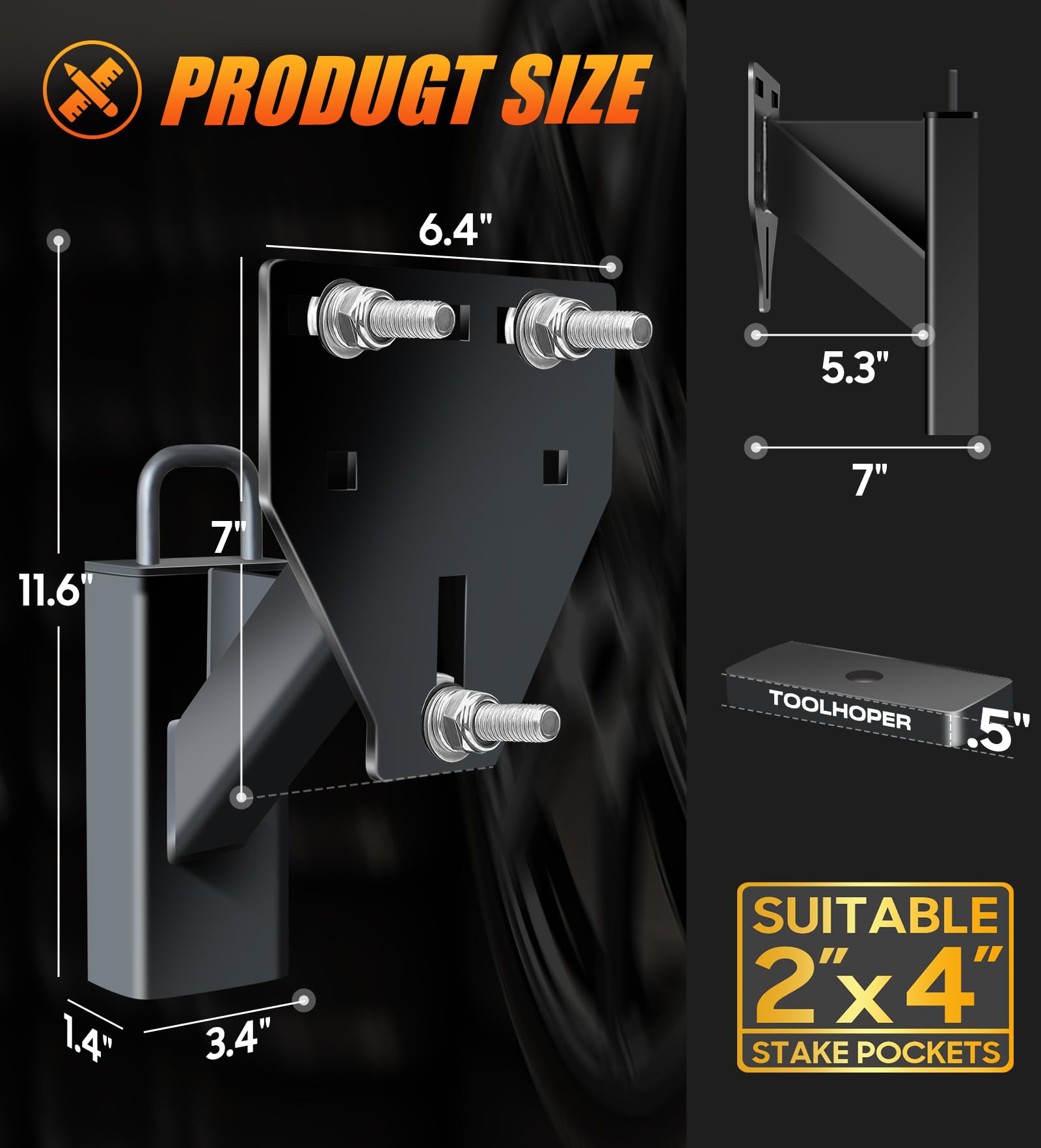 toolhoper stake pocket spare tire mount quick-install design for easy on-site mounting