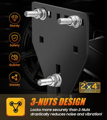 toolhoper stake pocket spare tire mount three-nut-lock prevents vibration and keeps tire secure