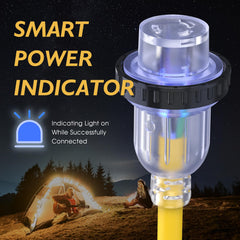 TOOLIOM LED power indicator glowing on adapter for quick confirmation.