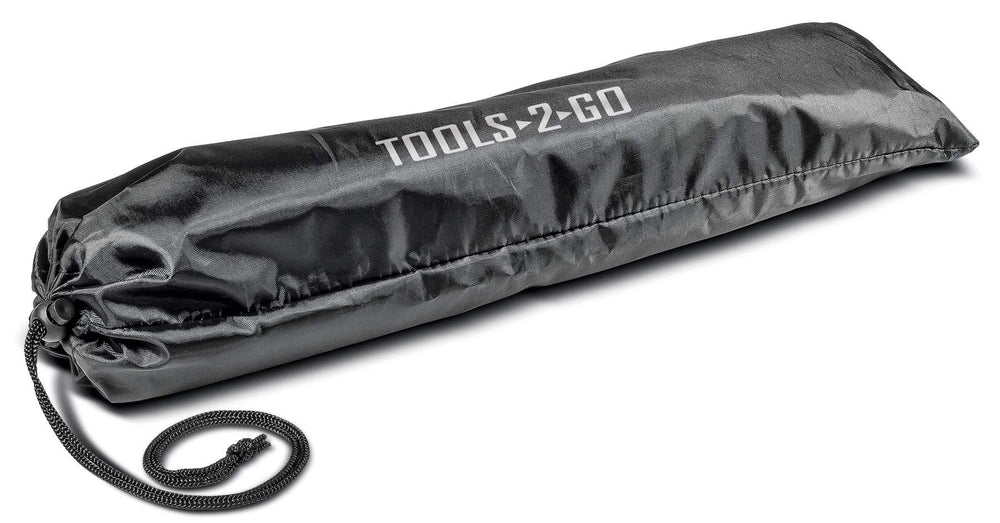 Tools-2-Go nylon storage bag neatly contains the complete set