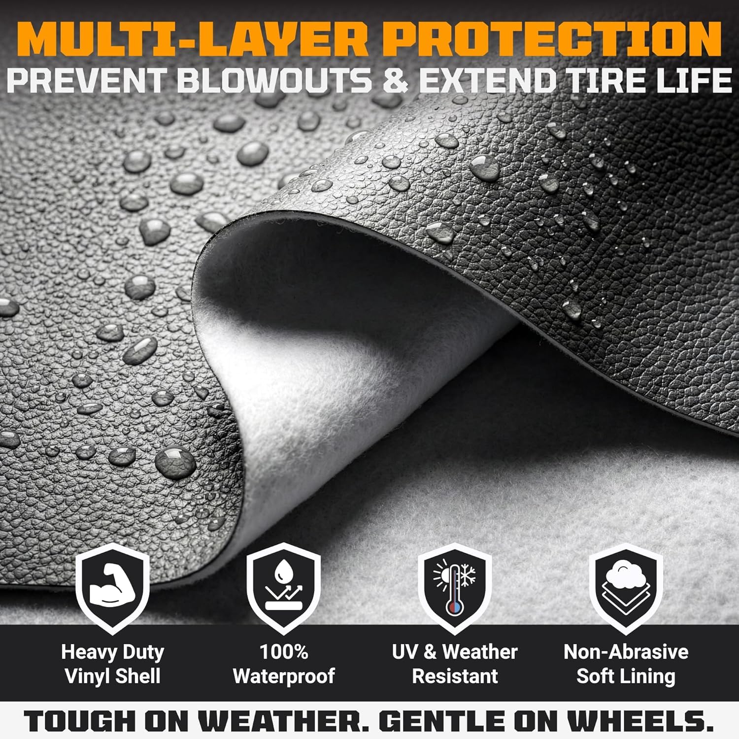 TOOLTROOPERS TIRESHIELD PRO measurement guide helps choose the right size for a snug fit.