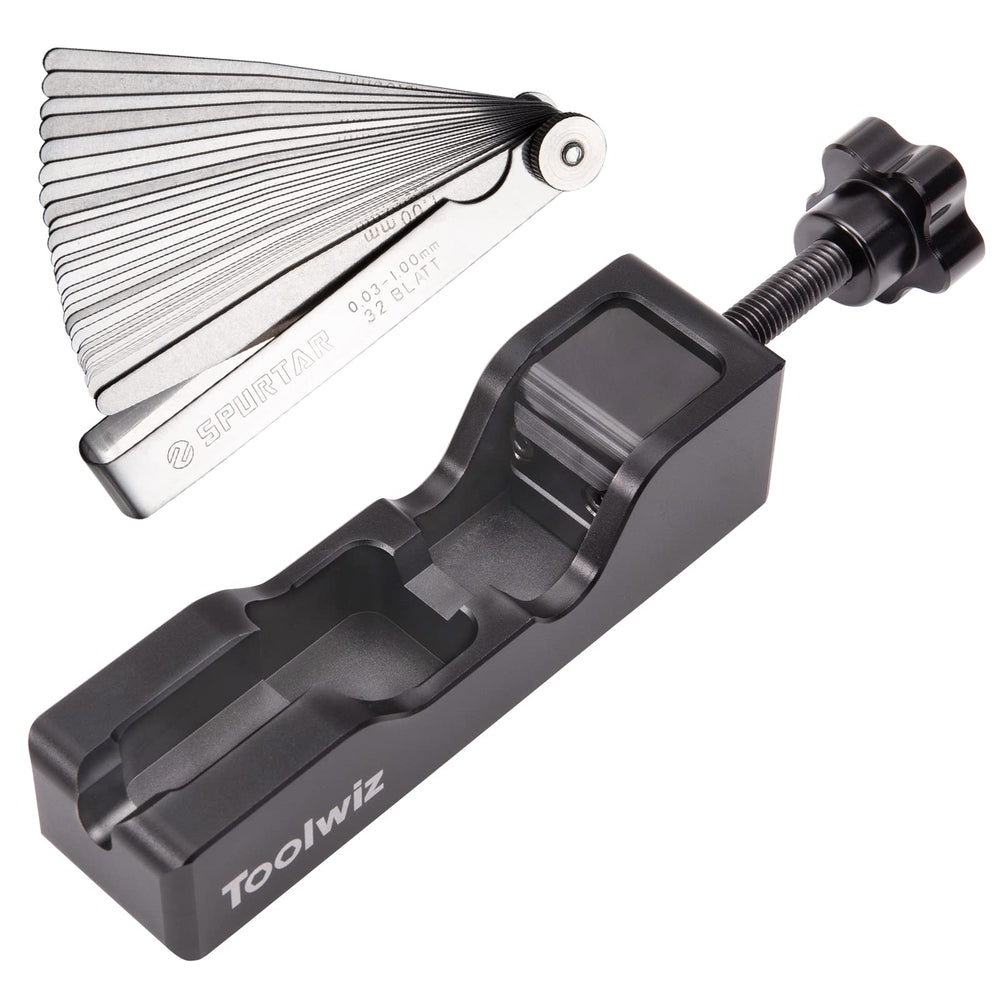 Toolwiz spark plug gap tool with 32-blade gauge for precise gaps.