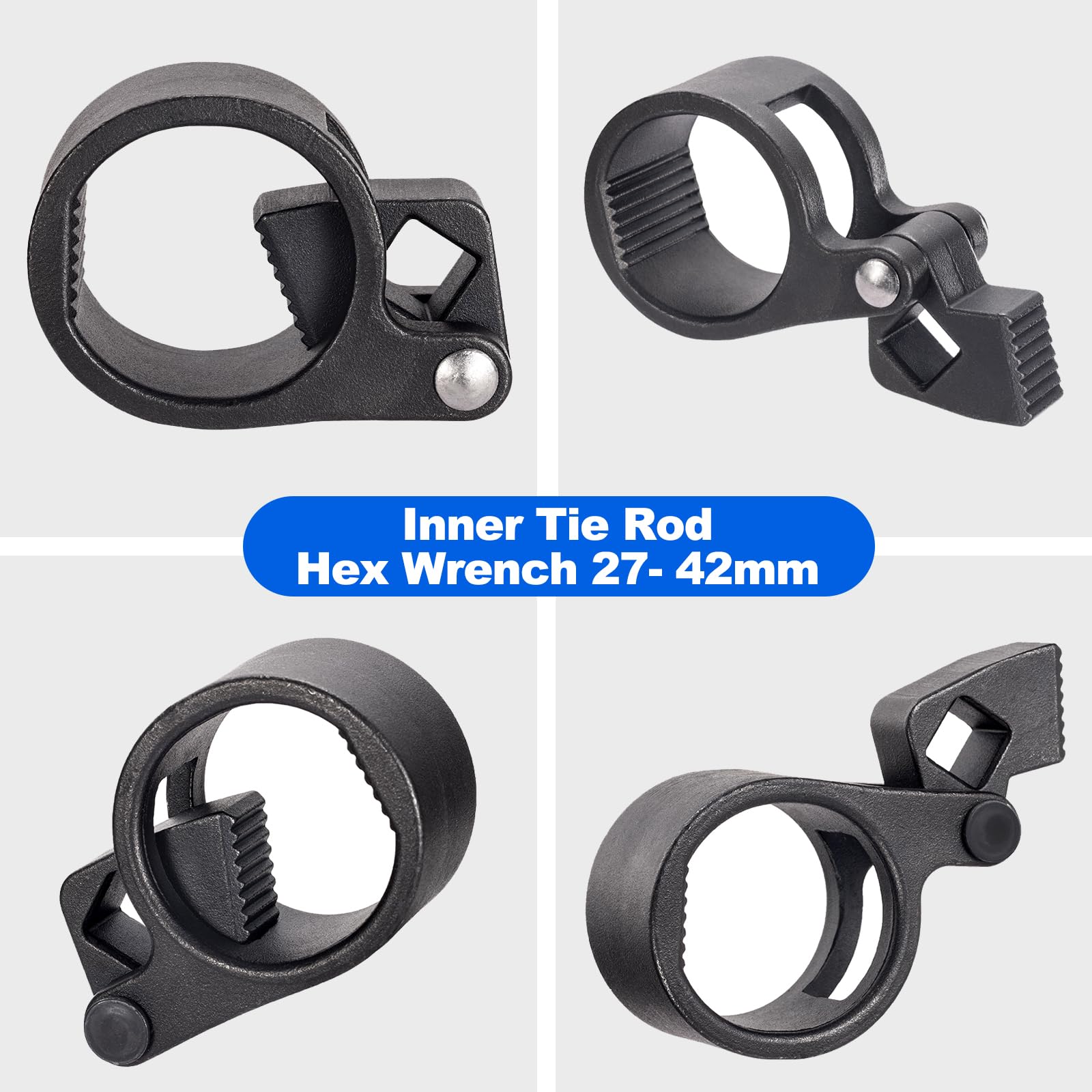 Toolwiz universal inner tie rod tool shown in workshop setup for smoother tie rod work.