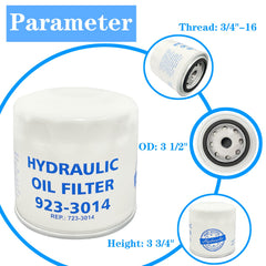 Toolyuan 923-3014 oil filter side view highlighting durable housing and seal.