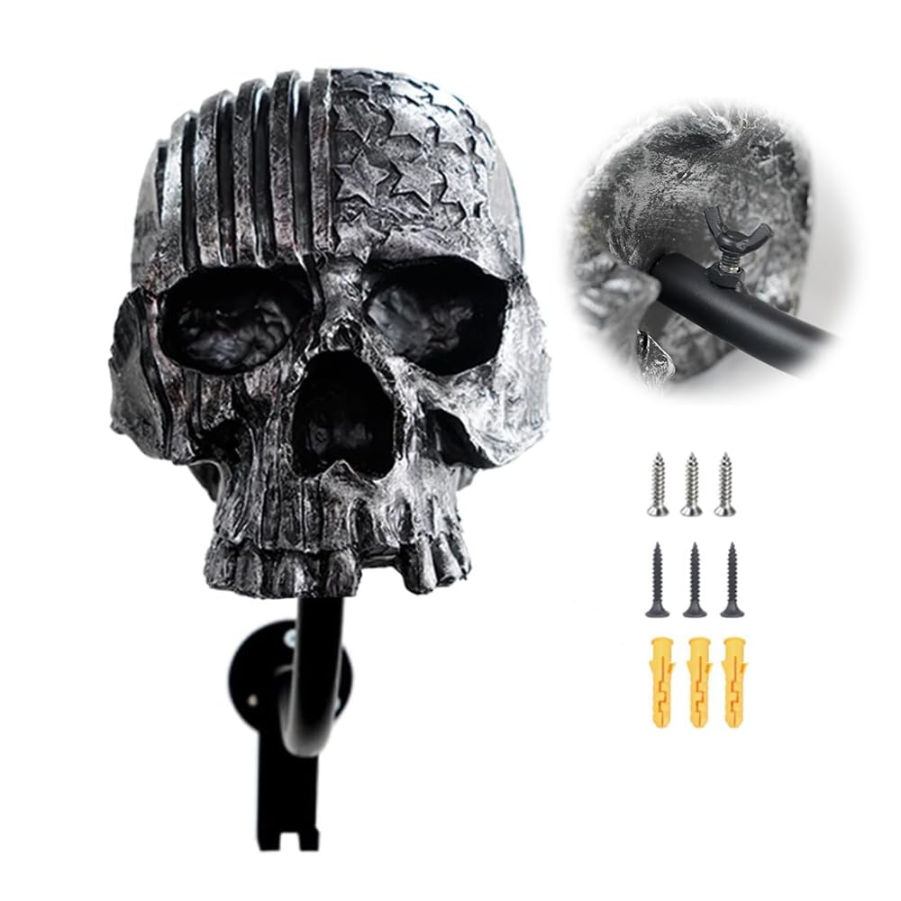 Tooyuart skull helmet rack mounted on wall keeping helmets organized and accessible