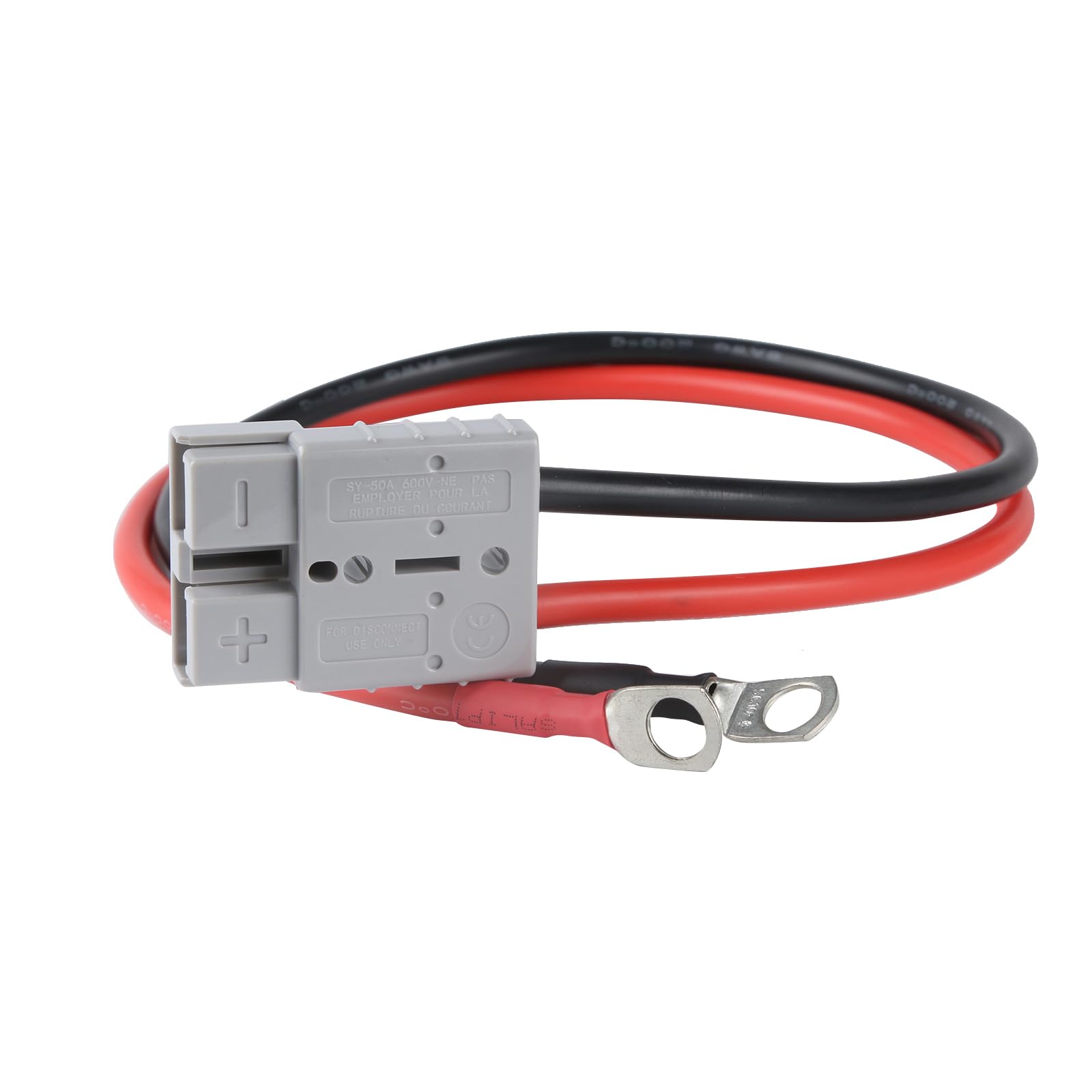 Toozoky 8AWG cable with 50A connector, side view, reliable marine power transfer.