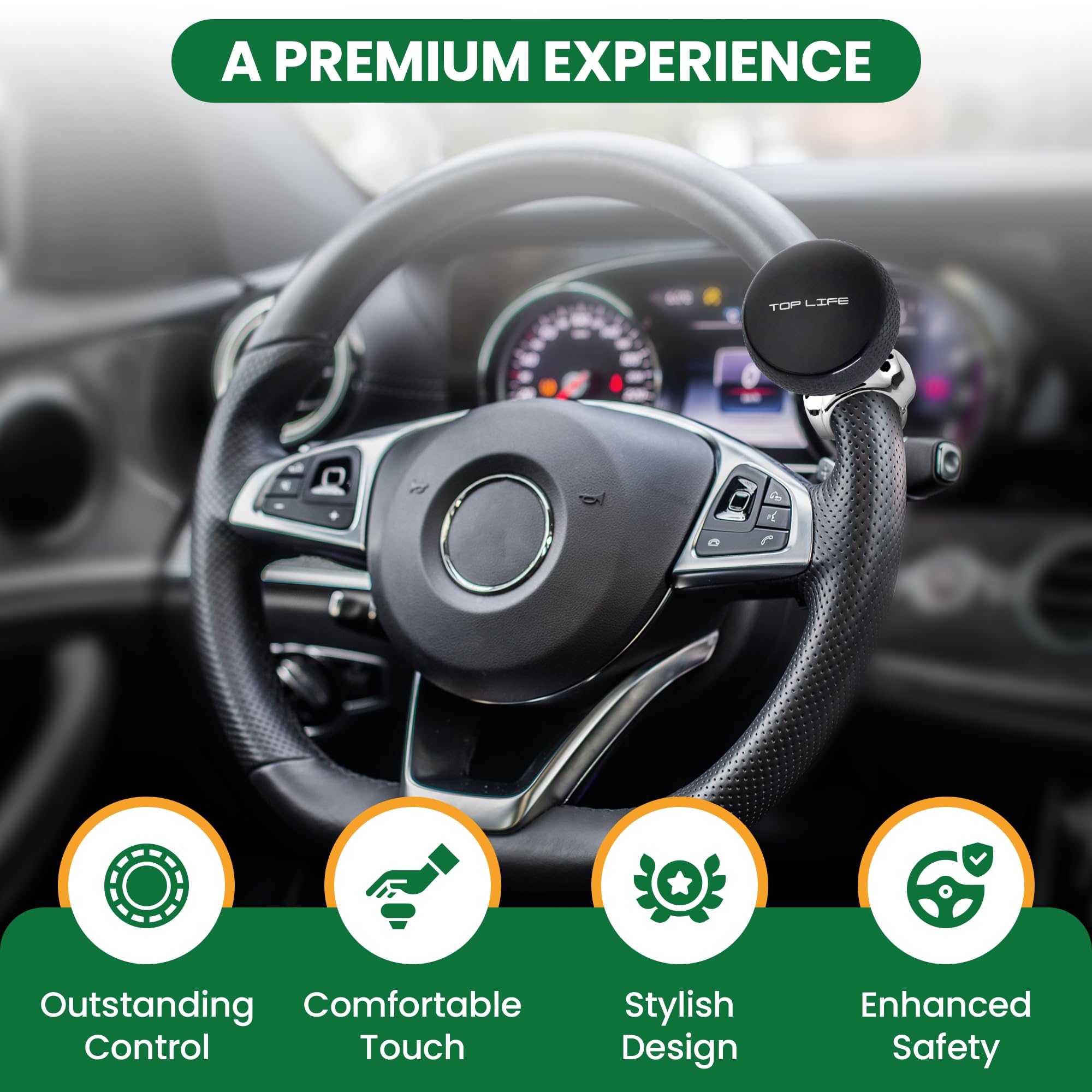 Top Life steering wheel knob compatible with all wheels for easy fitting
