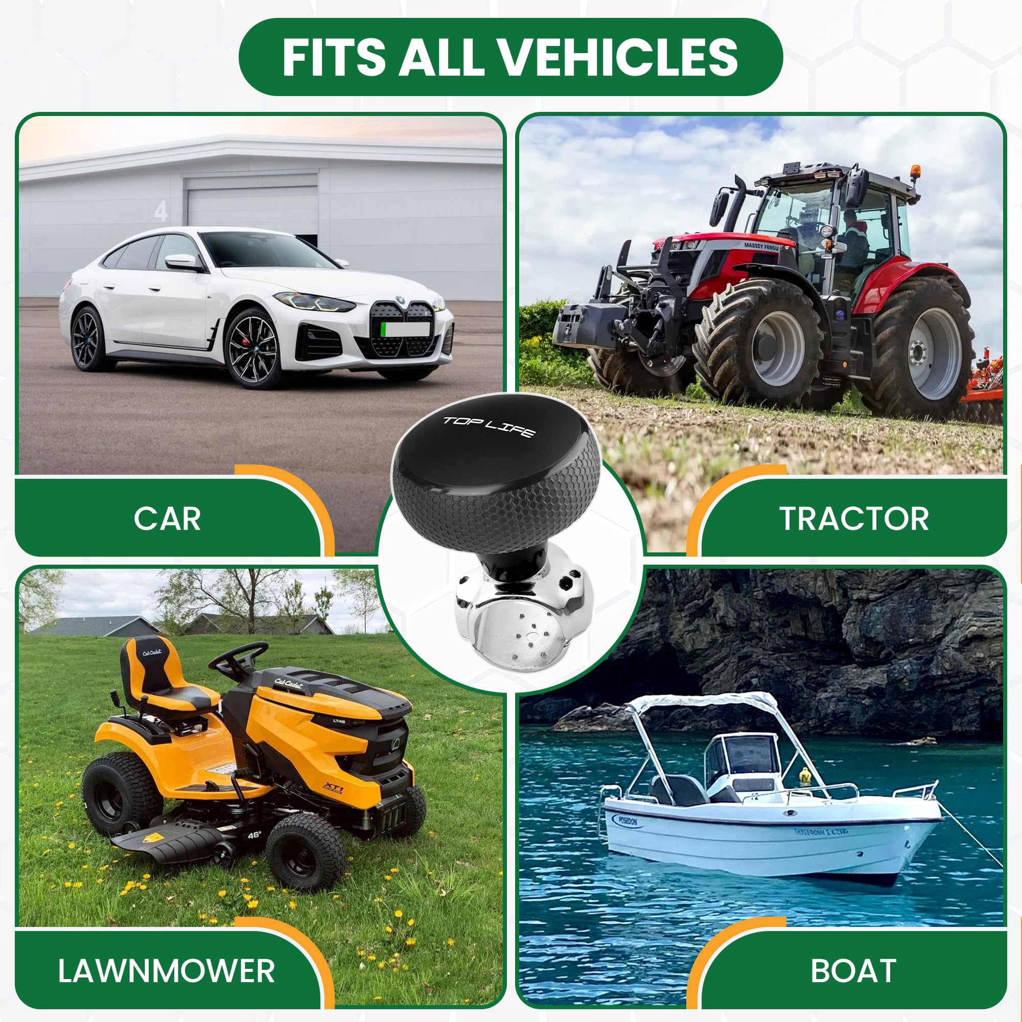 Top Life steering wheel knob easy installation with included hardware