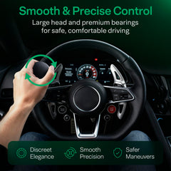 Top Life steering wheel knob no-logo design blends with interior and reduces distraction