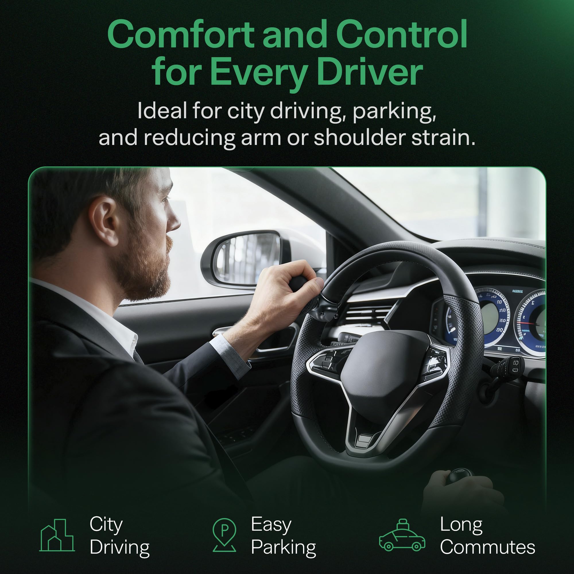 Top Life steering wheel knob quick installation with protective rubber for wheel care