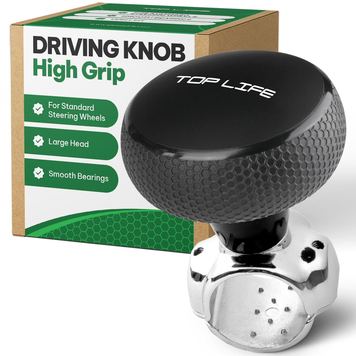 Top Life steering wheel knob silicone-coated grip enhances control and comfort