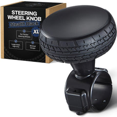 Top Life Steering Wheel Knob XL stealth black front view boosts control on heavy vehicles