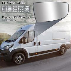 TOP-MAX convex left mirror glass with backing plate widens field of view.