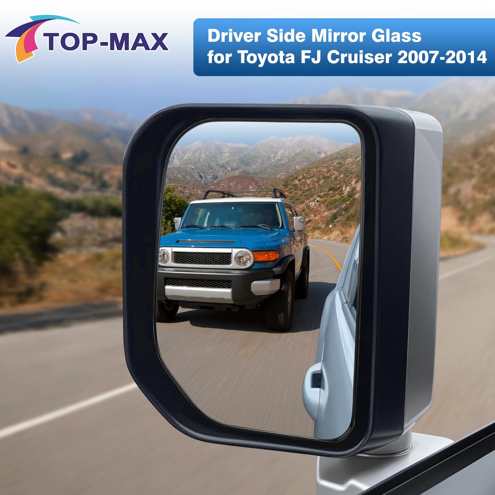 TOP-MAX convex view mirror glass expands view for better lane awareness.