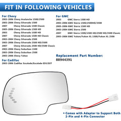TOP-MAX driver side mirror glass for Tahoe, Yukon, and Escalade with enhanced field of view