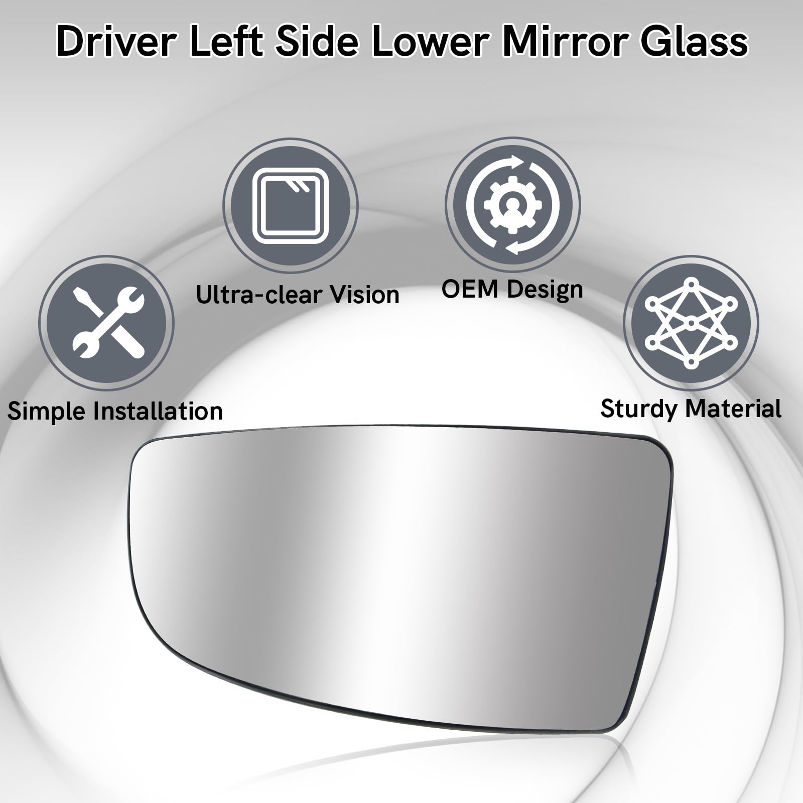 TOP-MAX driver-side mirror glass assembly enables quick, tool-free installation.