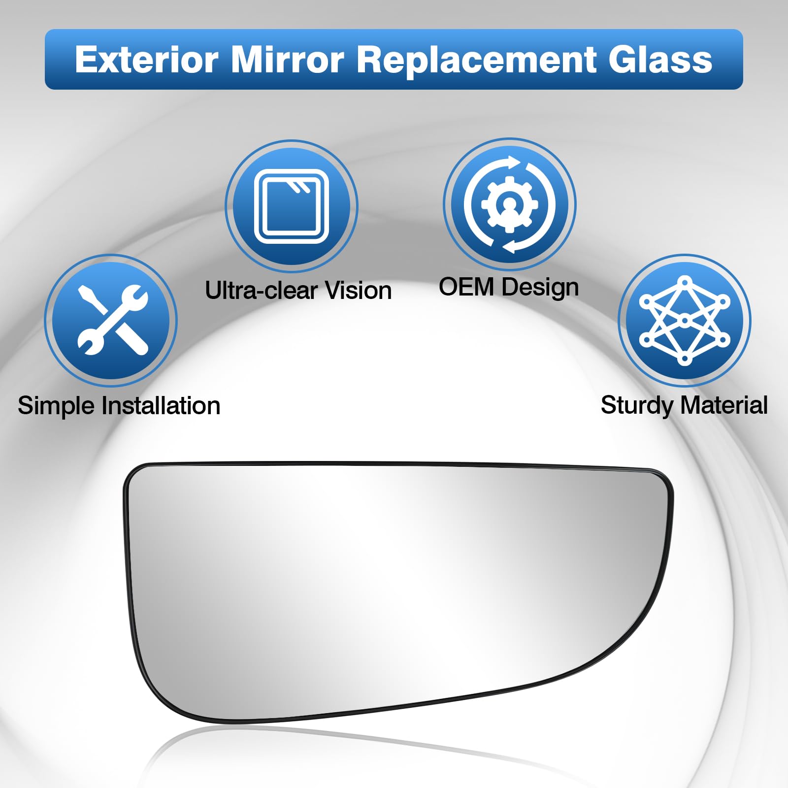 TOP-MAX easy-install lower mirror glass for quick replacement