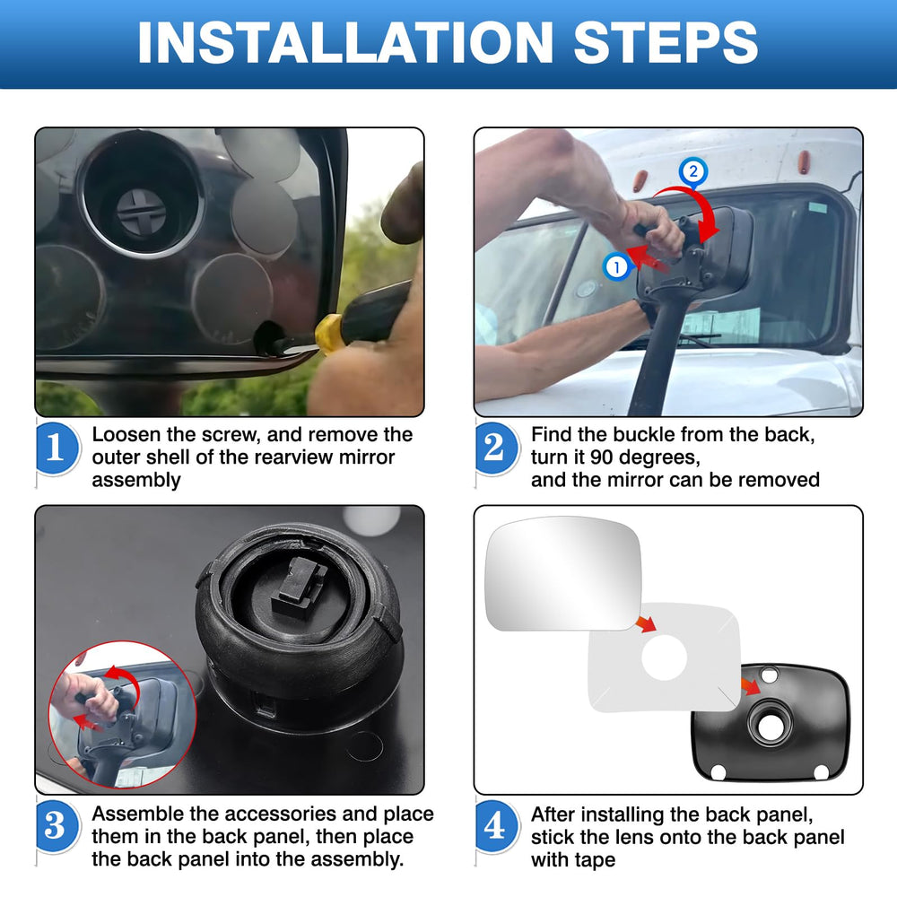 TOP-MAX weather-durable hood mirror withstands rain and dust.
