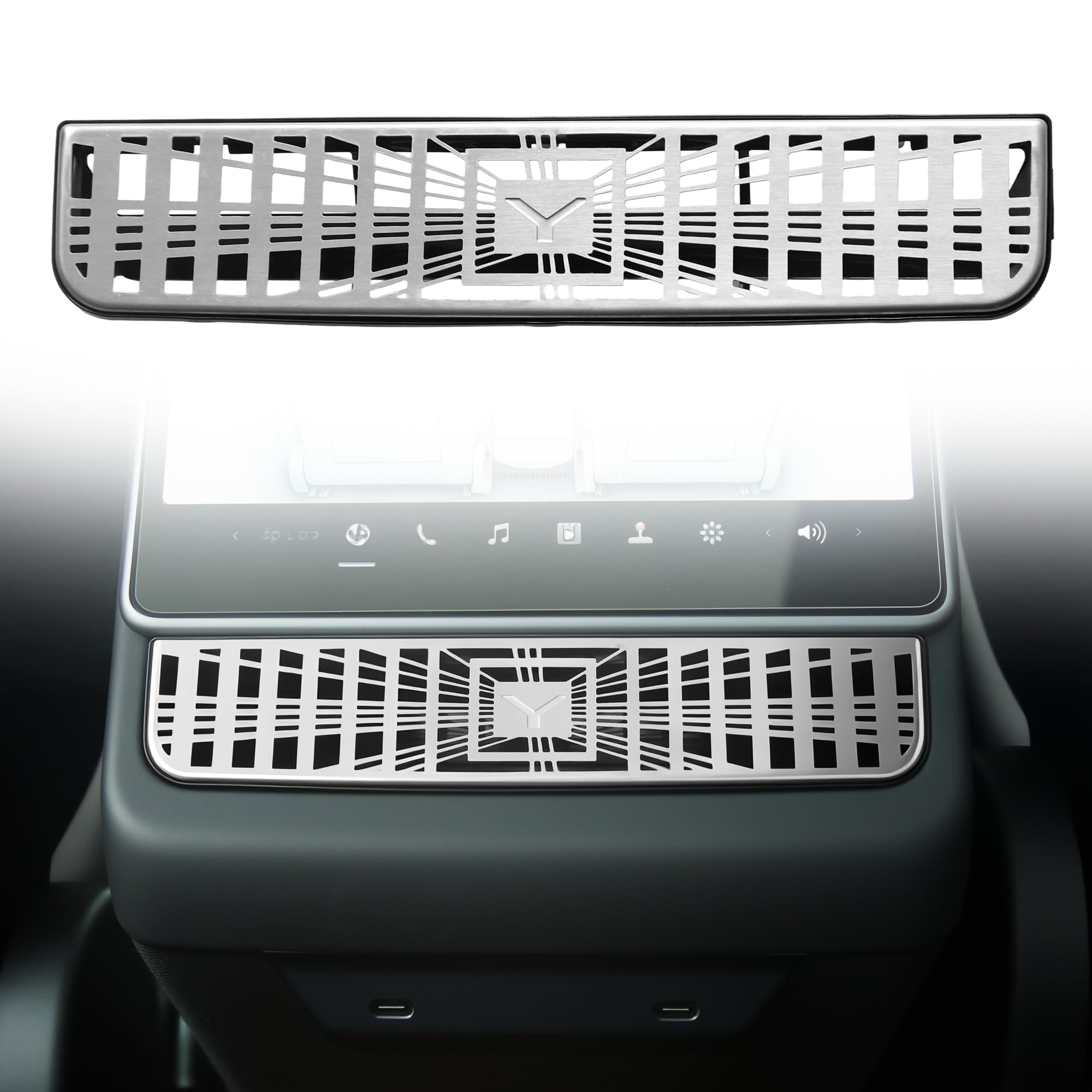Topabyte air vents cover on Tesla Model Y Juniper vent fit enhances airflow.